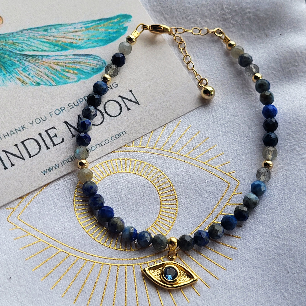 Expression — Protect Ritual Bracelet | Lapis Lazuli & Labradorite | Gold Filled Evil Eye Bracelet