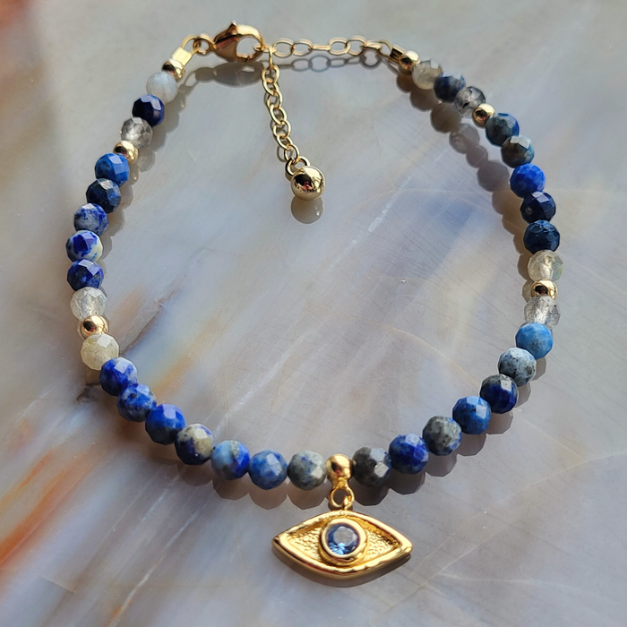Expression — Protect Ritual Bracelet | Lapis Lazuli & Labradorite | Gold Filled Evil Eye Bracelet