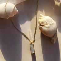Mother of Pearl Bar Shell Pendant Necklace