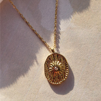 Gold Sunburst Coin Necklace