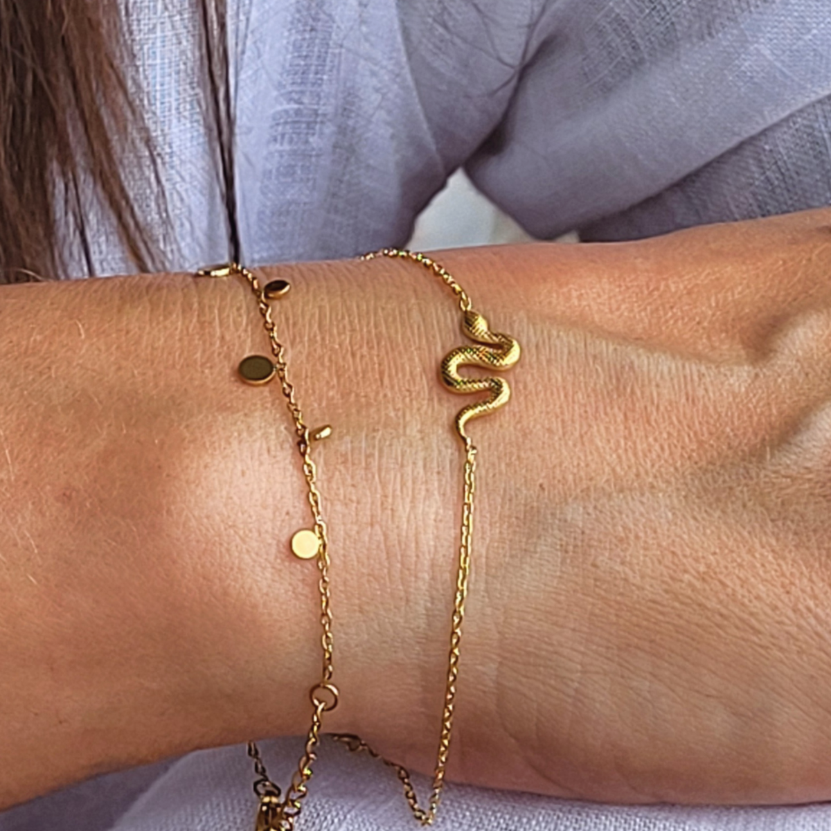 DAINTY GOLD & SILVER SNAKE BRACELET