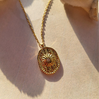 Gold Sunburst Coin Necklace