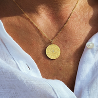 Gold Zodiac Dial Coin Necklace