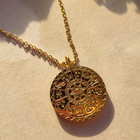 Gold Zodiac Dial Coin Necklace