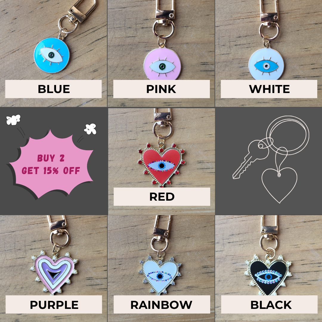 RETRO TURKISH EVIL EYE PROTECTION KEYCHAIN / BAG CHARM