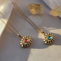 Evil Eye Pink and Blue Pendant Charm Necklace