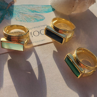 Bar Gemstone Ring: Black Onyx, Green Onyx, Aqua Chalcedony
