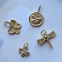 Tiny Golden Butterfly Charm - 14K gold plated