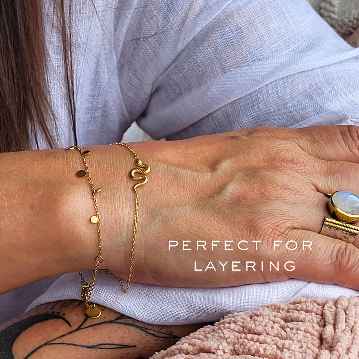 DAINTY GOLD & SILVER SNAKE BRACELET