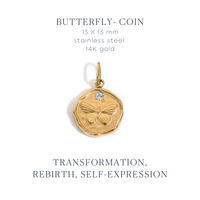 Gold Butterfly Pendant Charm - 14K gold plated