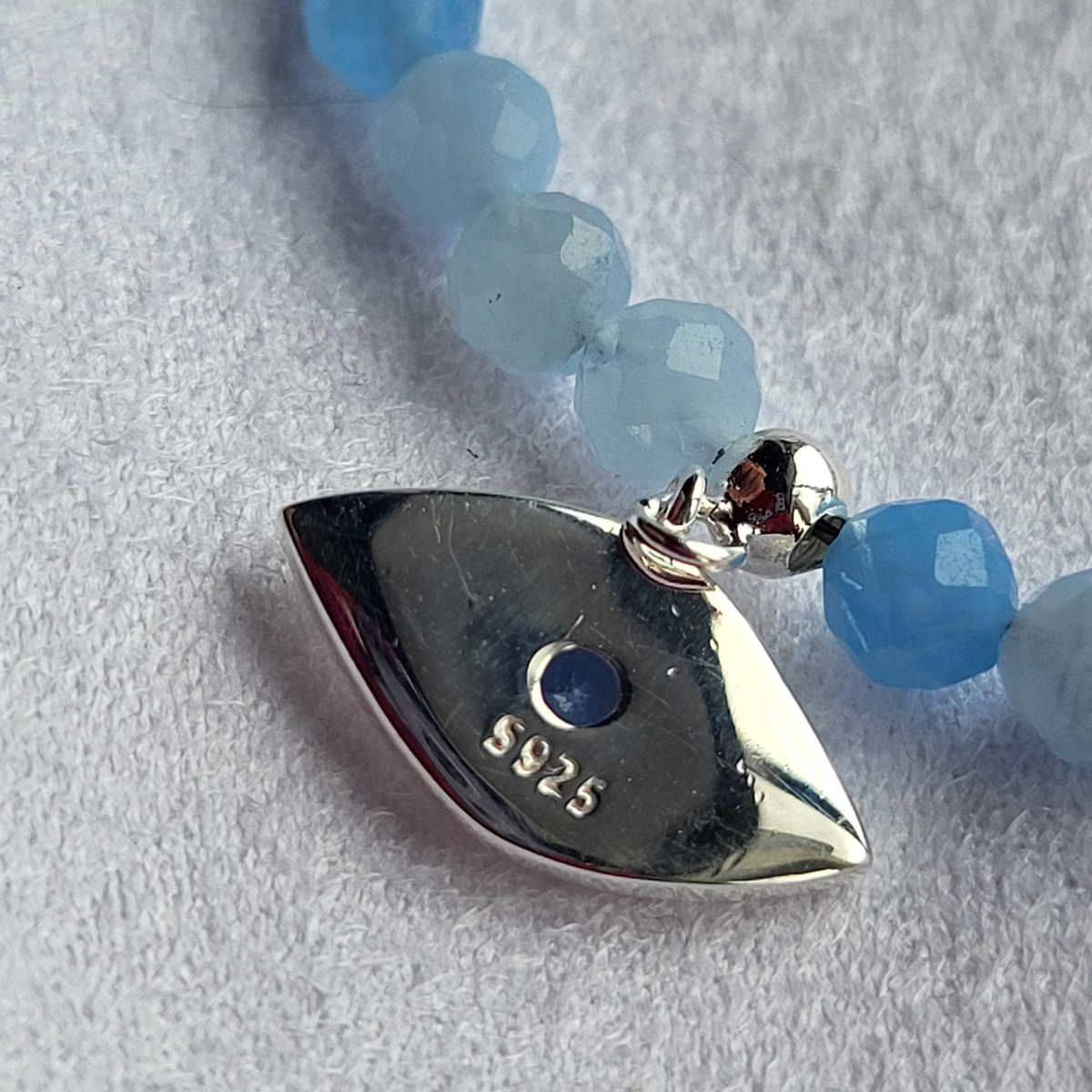 Flow — Emotional Clarity Ritual Bracelet | Aquamarine & Moonstone | Sterling Silver Evil Eye