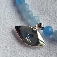 Flow — Emotional Clarity Ritual Bracelet | Aquamarine & Moonstone | Sterling Silver Evil Eye