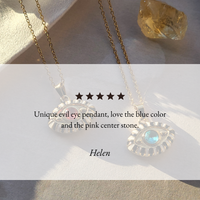 Evil Eye Pink and Blue Pendant Charm Necklace