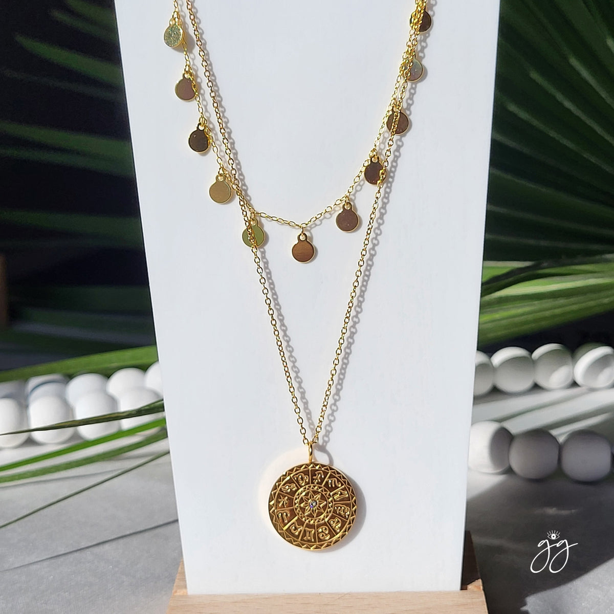 Gold Zodiac Dial Coin Necklace