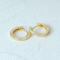 Twist & Sparkle Huggies Hoop Earrings: 925 Sterling Silver & Gold
