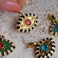 Evil Eye Pink and Blue Pendant Charm Necklace