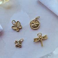 Tiny Golden Butterfly Charm - 14K gold plated