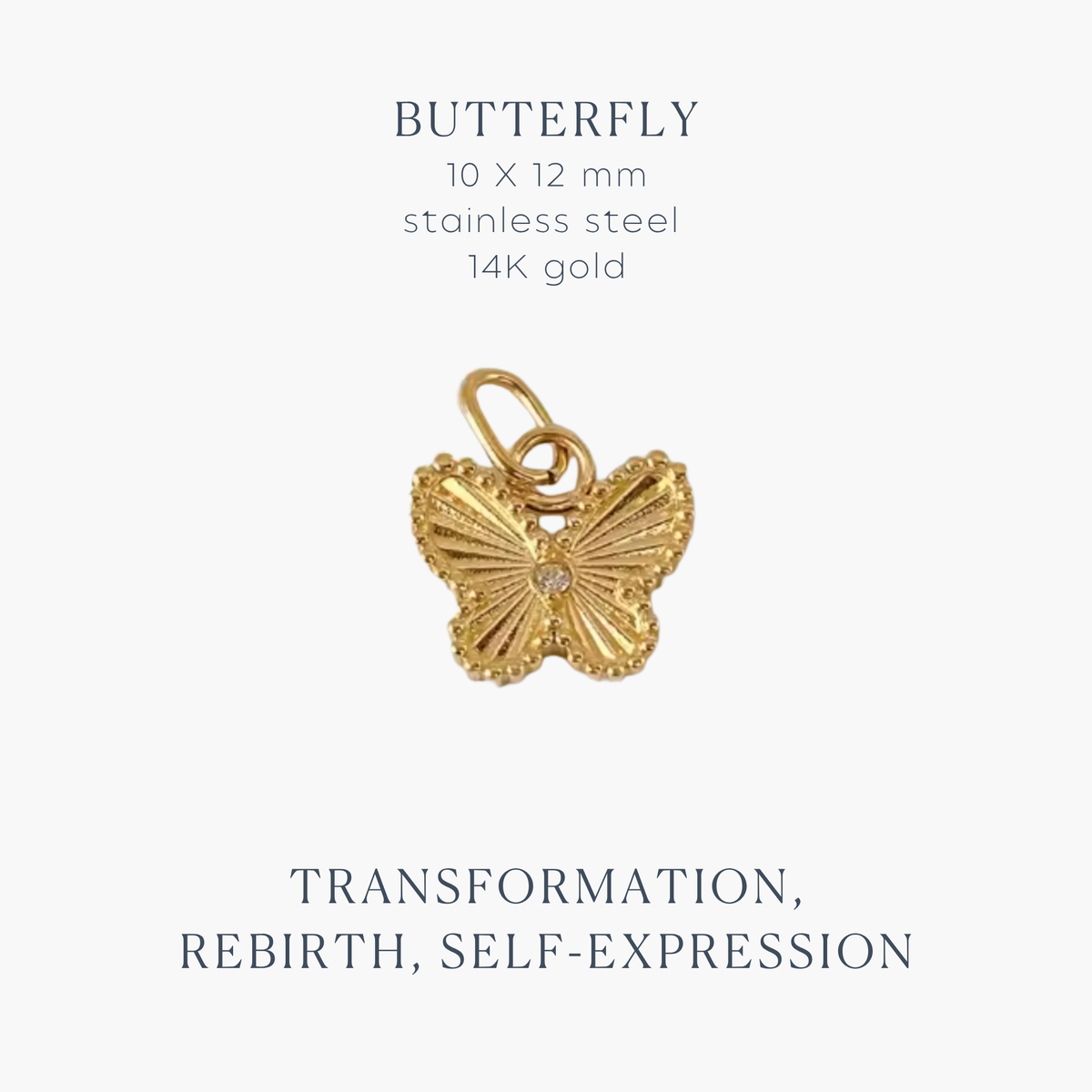 Tiny Golden Butterfly Charm - 14K gold plated