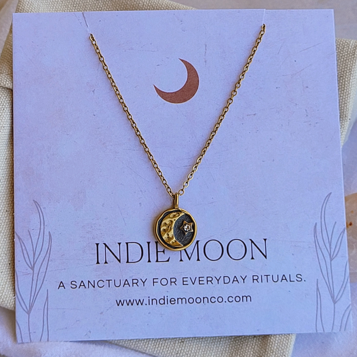 Moon & Star Charm Gold Necklace