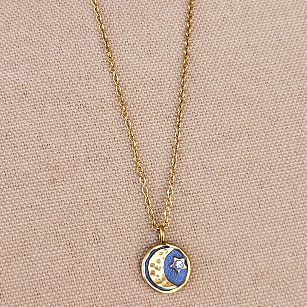 Moon & Star Charm Gold Necklace