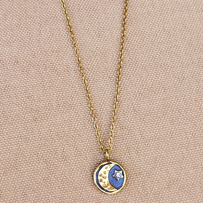 Moon & Star Charm Gold Necklace