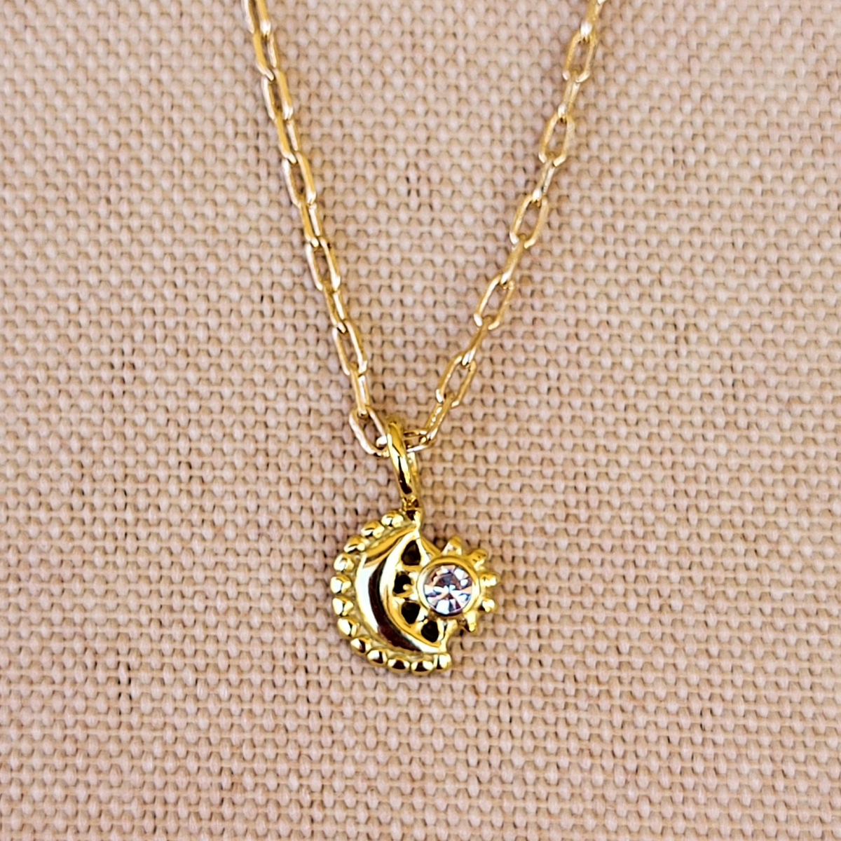 Indie Star Charm Necklace - Moon & Star