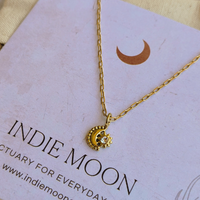 Indie Star Charm Necklace - Moon & Star