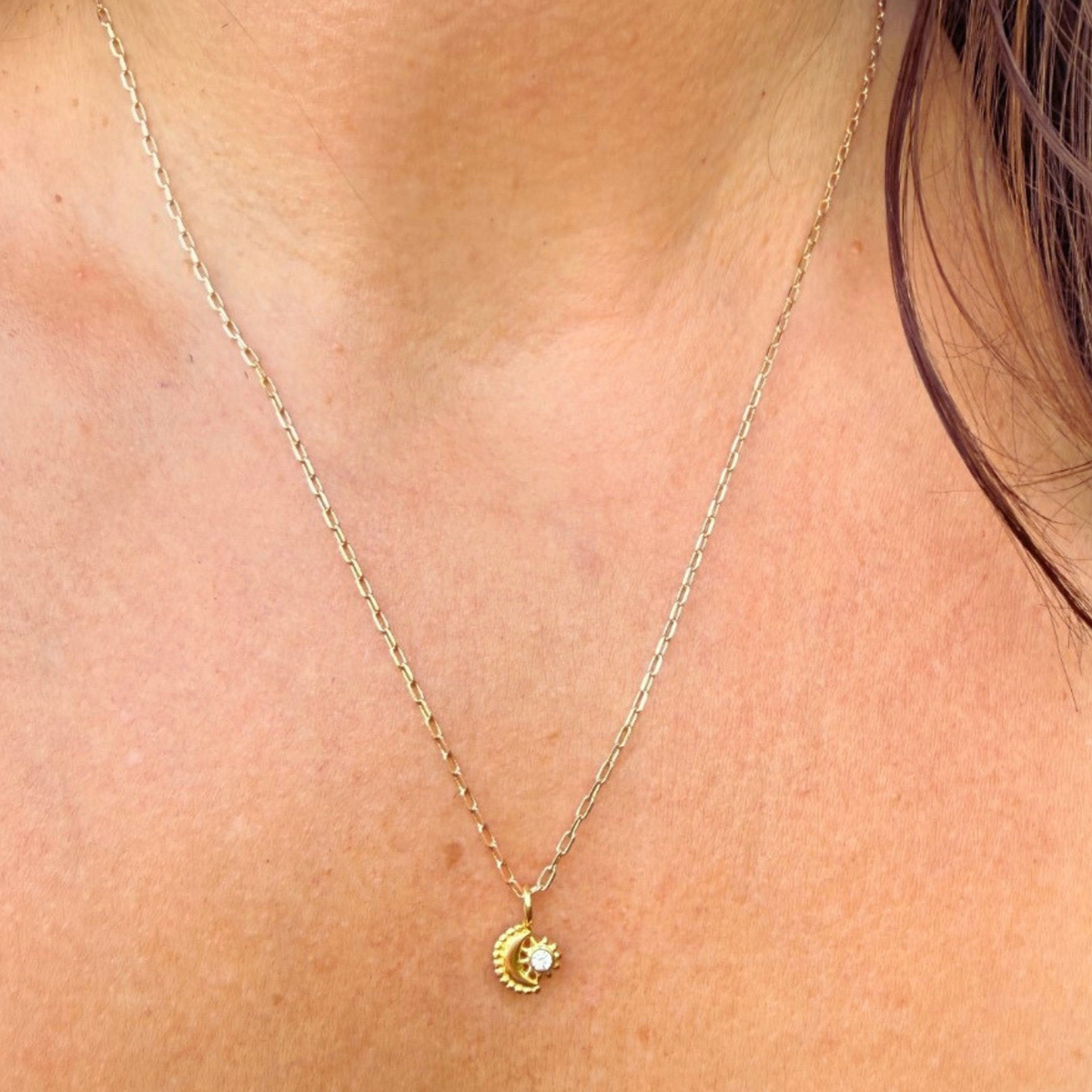 Indie Star Charm Necklace - Moon & Star