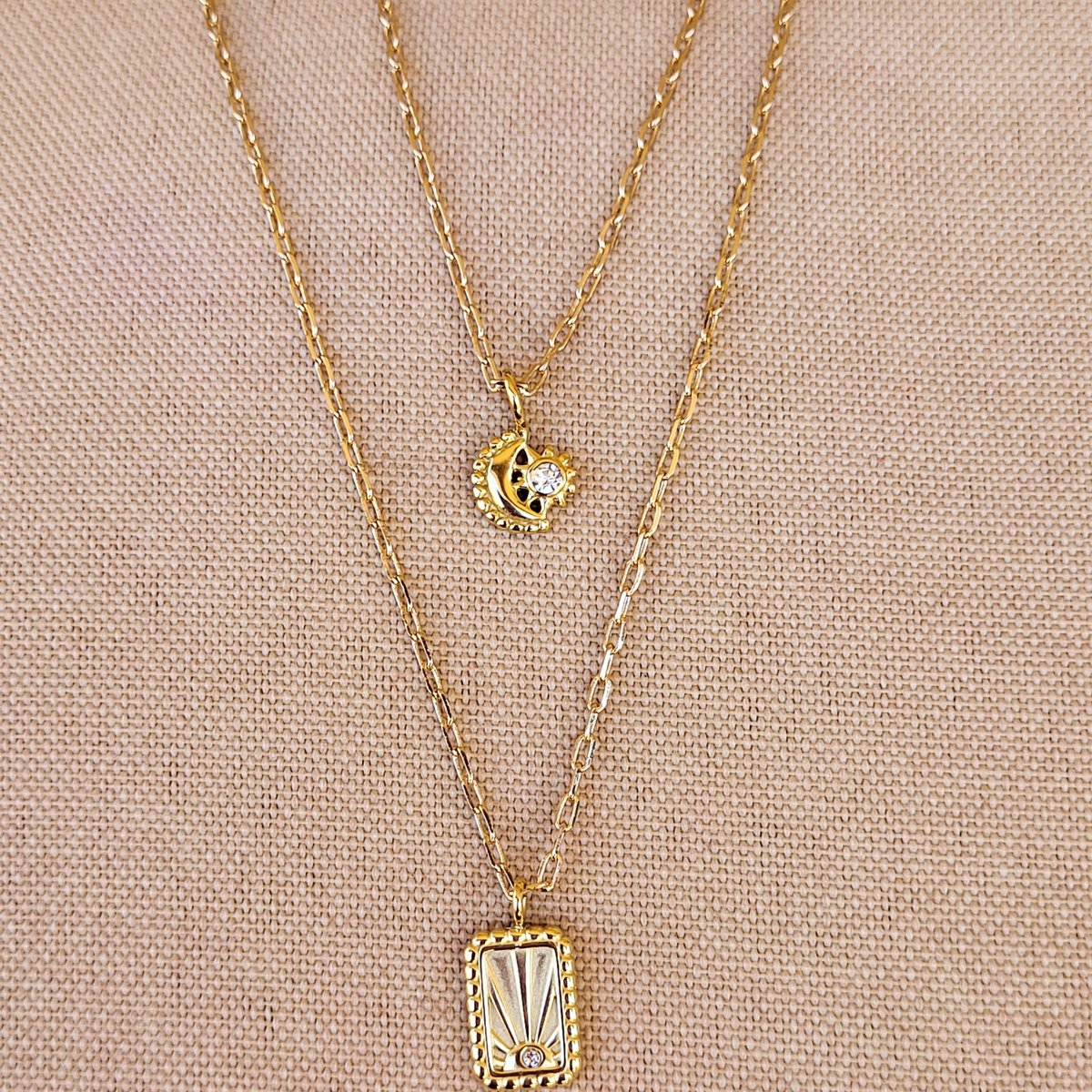 Indie Star Charm Necklace - Moon & Star