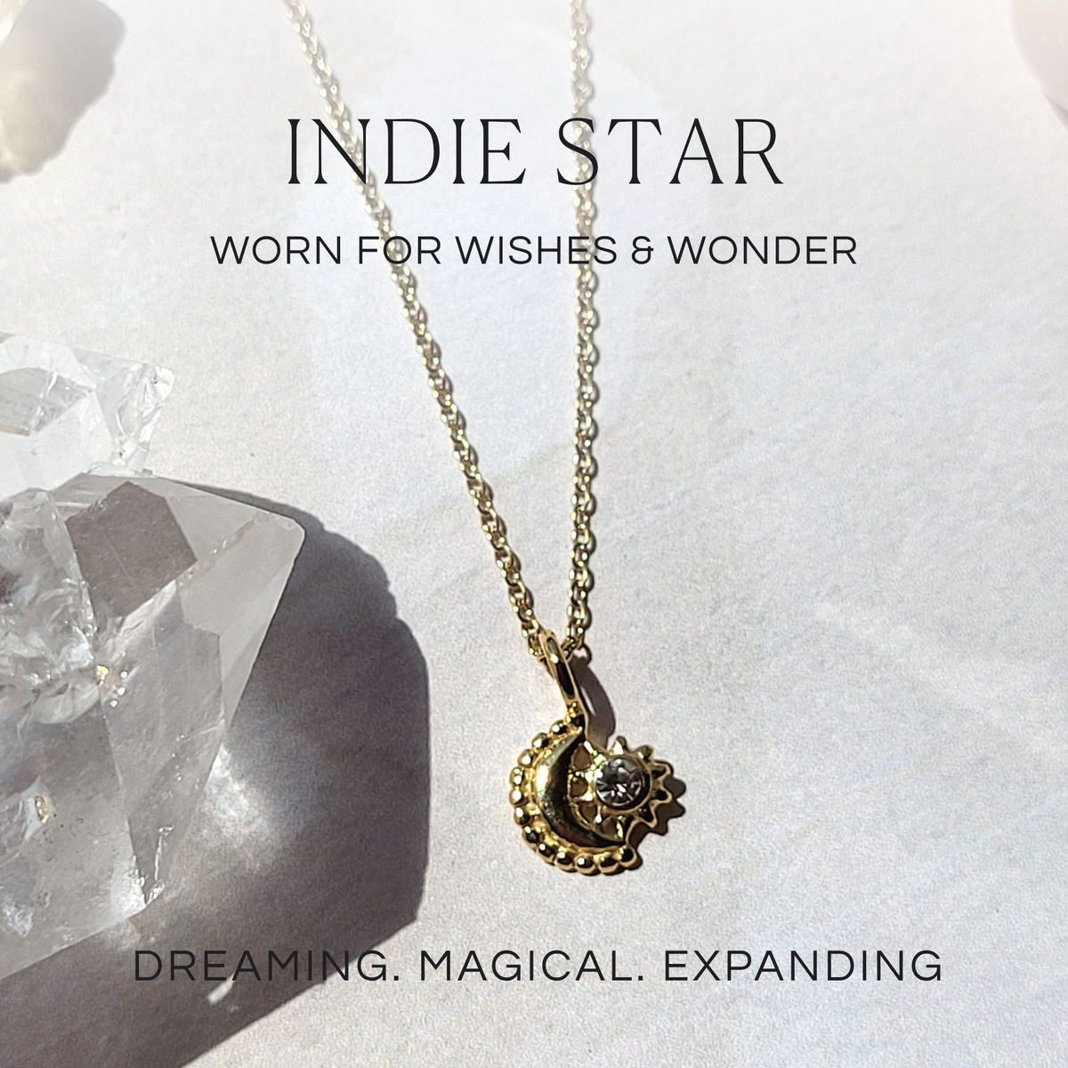 Indie Star Charm Necklace - Moon & Star