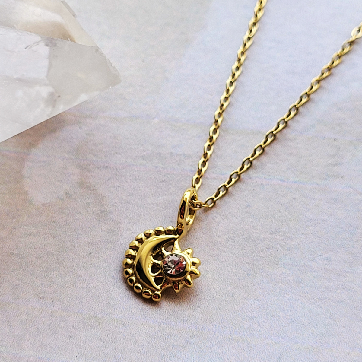 Indie Star Charm Necklace - Moon & Star