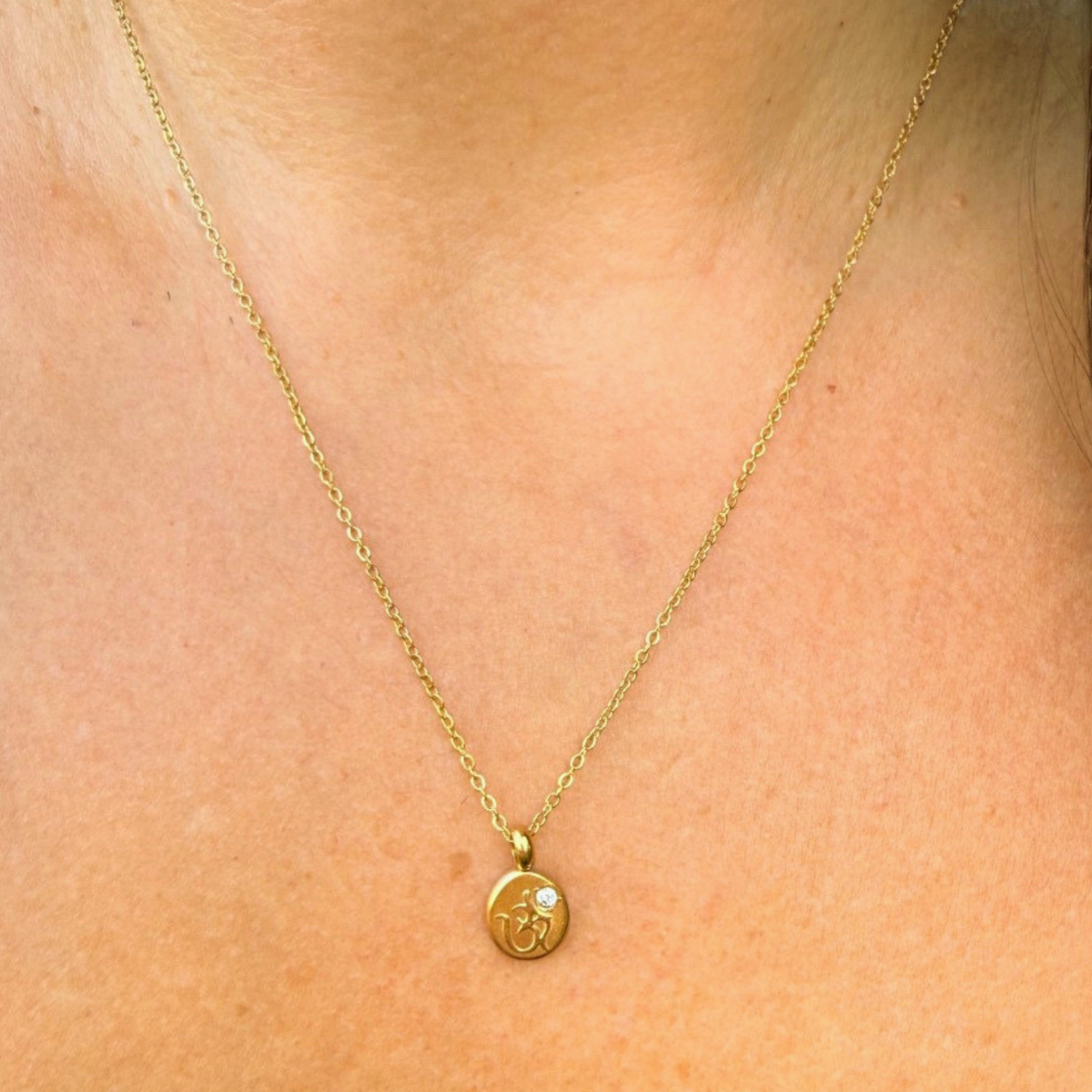 Om Charm Gold Necklace
