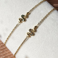 Green or White Snake Charm Zirconia Bracelet - 15% off sale