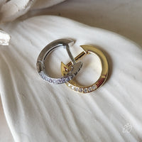 Twist & Sparkle Huggies Hoop Earrings: 925 Sterling Silver & Gold