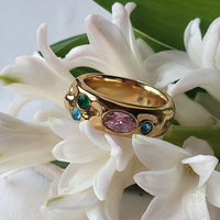 Dewdrops Gold Hammered Gemstone Ring - 25% off Sale
