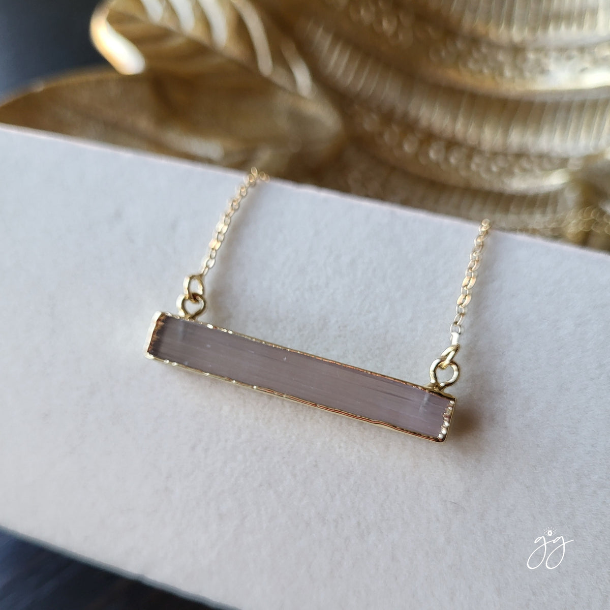 Selenite Gold Bar Necklace