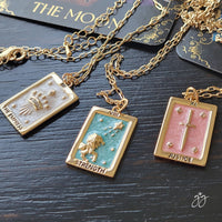Tarot Square Pendant Necklaces:  Empress / Justice / Strength