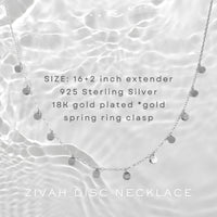 Zivah Dainty Gold / Silver Disc Choker Necklace 925 Silver