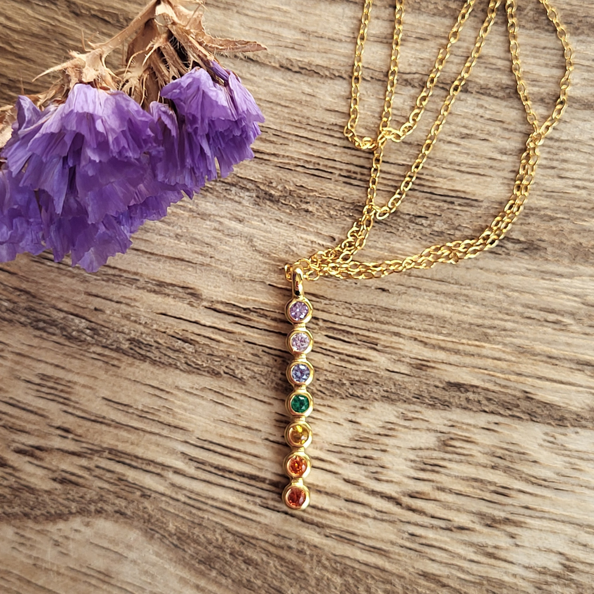 CHAKRA CHARM NECKLACE- 7 stone pendant - Restock Coming Soon