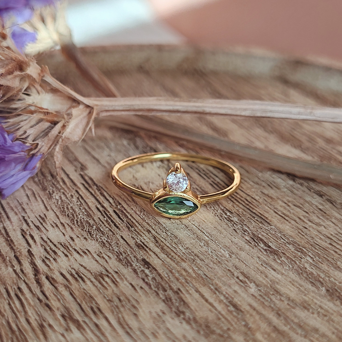 Paradise Within Gold Green Stacking Ring -15% off sale