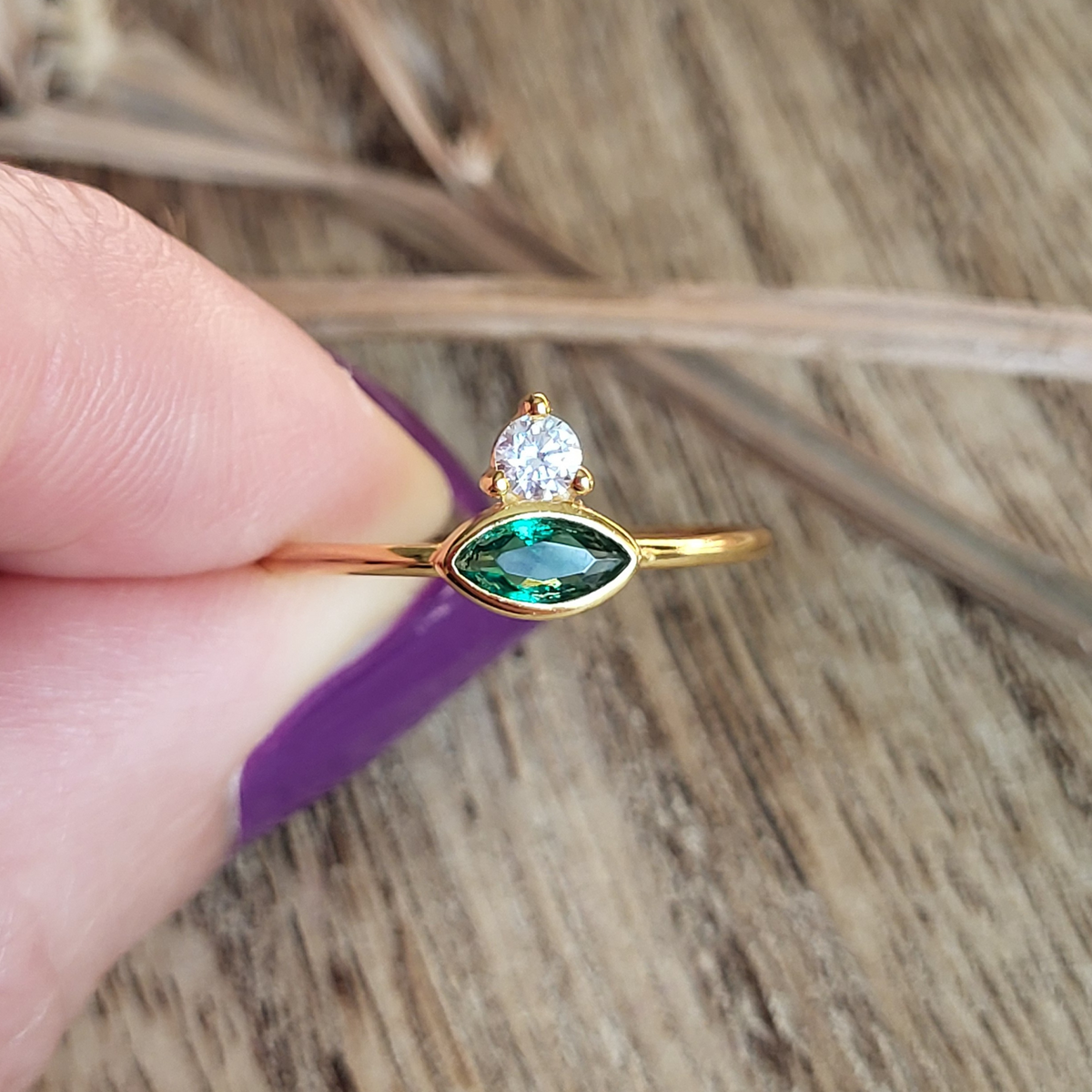 Paradise Within Gold Green Stacking Ring -15% off sale