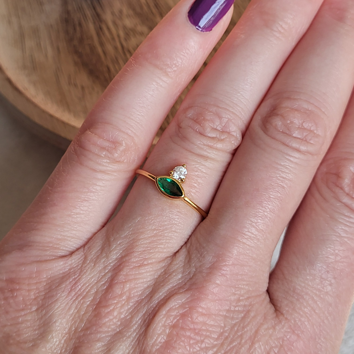 Paradise Within Gold Green Stacking Ring -15% off sale