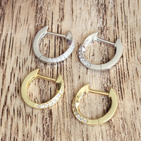 Twist & Sparkle Huggies Hoop Earrings: 925 Sterling Silver & Gold