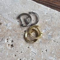 Twist & Sparkle Huggies Hoop Earrings: 925 Sterling Silver & Gold