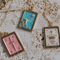 Tarot Square Pendant Necklaces:  Empress / Justice / Strength