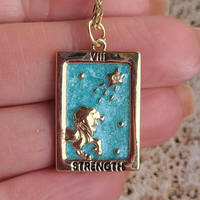 Tarot Square Pendant Necklaces:  Empress / Justice / Strength