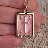 Tarot Square Pendant Necklaces:  Empress / Justice / Strength