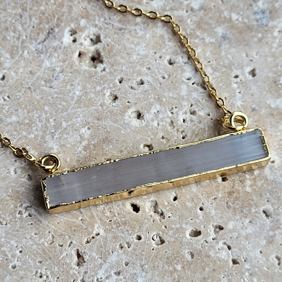 Selenite Gold Bar Necklace