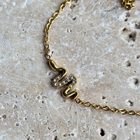 Green or White Snake Charm Zirconia Bracelet - 15% off sale