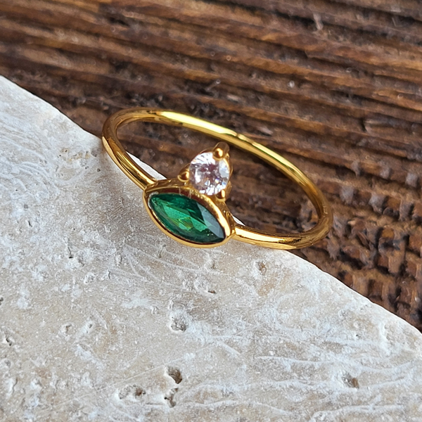Paradise Within Gold Green Stacking Ring -15% off sale